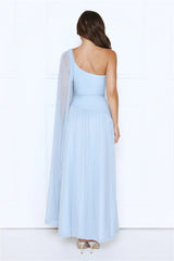Midnight Spin One Shoulder Maxi Dress Blue
